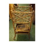 Victorian bamboo framed combination magazine rack and side cabinet