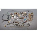 Large mixed lot of costume jewellery: bangles, bracelets, pendants, chains etc