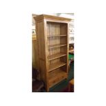 Contemporary oak five shelf bookcase, with two base drawers, approx 38" wide