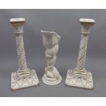 Mixed Lot: pair of Royal Worcester candlesticks, pattern no 1050, together with a further Royal