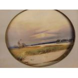 WILLIAM ALISTER MACDONALD, initialled lower right, oval watercolour, inscribed verso "Evening