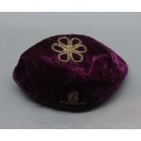 Mid-19th century French cap in purple velour for The Order of St Denis