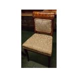 19th century inlaid side chair, with upholstered back and seat, raised on swept front legs