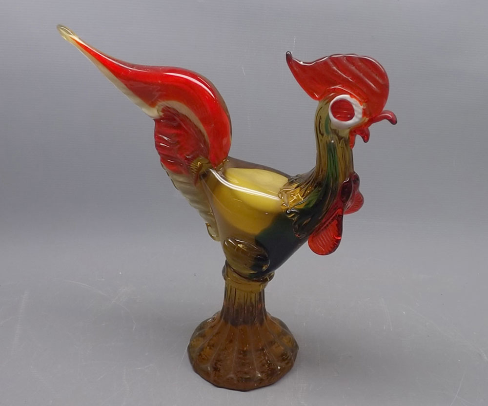 Mid-20th century Murano glass model of a cockerel