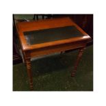 19th century satinwood child's desk with brass gallery and leather inset, 24" wide