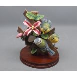 Border Fine Arts, bird model, The Garden Party, raised on plinth base, 8 1/2" high