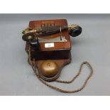 Vintage wall mounted telephone, bearing label "Sterling Telephone and Electric Co Tottenham Court