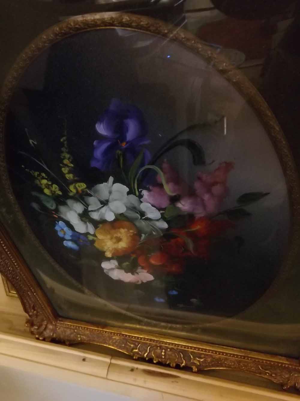 INDISTINCTLY signed, modern oil, Still Life study of flowers, 9 1/2" x 6 1/2", oval, together with - Image 4 of 4