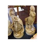 Pair late 19th century continental figures, lady and gent in classical costumes, unsigned, 13" high