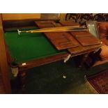 Small Riley slate bed combination snooker table/dining table, approx 65" long, together with