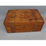 19th century marquetry inlaid rectangular box with hinged lid