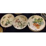 19th century Copeland part dessert service, with floral decoration, comprising two tazzas and eleven