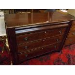 19th century mahogany chest, with three long drawers and narrow cushion drawer above, fitted with