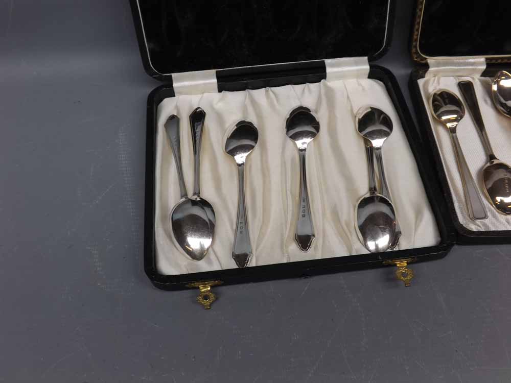 Three cases various silver teaspoons, one case with retailers marks for Barnby and Rust. various - Image 3 of 3