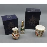 Mixed Lot: Royal Crown Derby Wares, comprising miniature champagne bottle and ice bucket, and