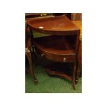 Victorian mahogany corner wash stand, of typical form, raised on swept legs