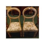 Pair of Victorian balloon back dining chairs, with floral upholstered seats