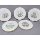 Set of six Wedgwood plates, decorated with designs after by David Gentleman watercolours, 10 1/2"