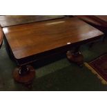 19th century rosewood rectangular twin pedestal side table, the tapering supports on circular