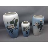 Royal Copenhagen Blackberry pattern wares, graduated set of three tapering vases, largest 9 1/2"