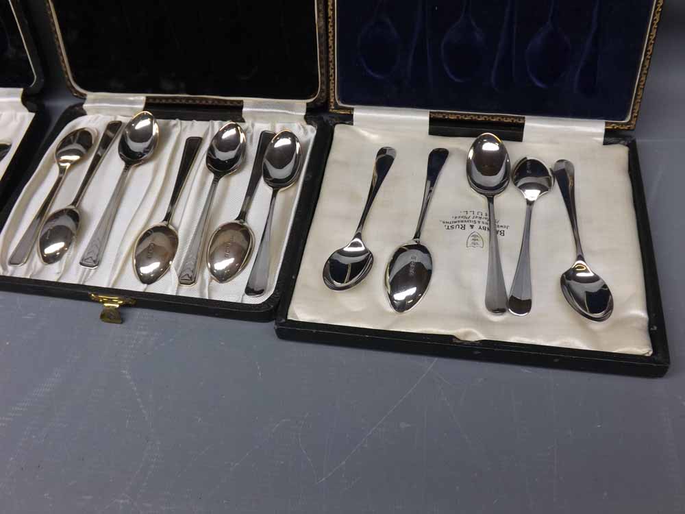 Three cases various silver teaspoons, one case with retailers marks for Barnby and Rust. various - Image 2 of 3