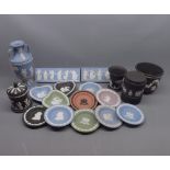 Mixed Lot: various Wedgwood Jasper Wares to include vases, covered jars, panels, pin dishes etc (