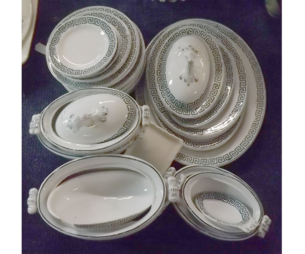 Quantity of 19th century dolls dinner ware, to include range of covered vegetable dishes, meat