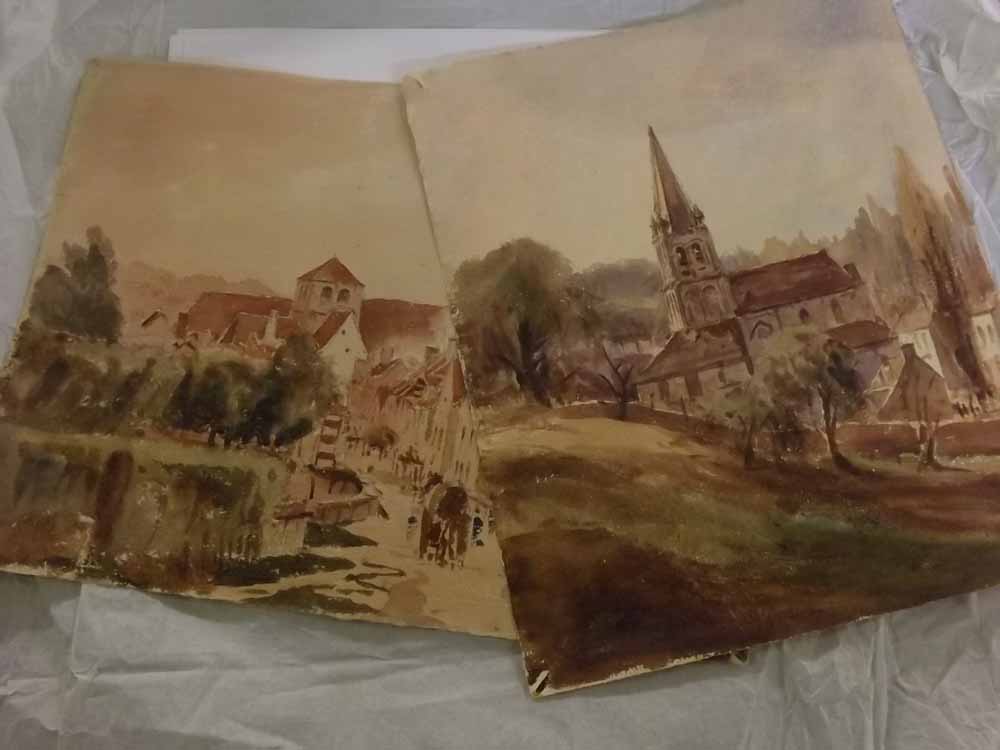 REV JOHN LOUIS PETIT, two watercolours, inscribed verso "S-Provins, August 19th 1877" and "Bougival,