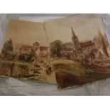 REV JOHN LOUIS PETIT, two watercolours, inscribed verso "S-Provins, August 19th 1877" and "Bougival,