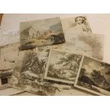 PACKET: various unframed etchings and lithographs, to include George Moreland and others, various
