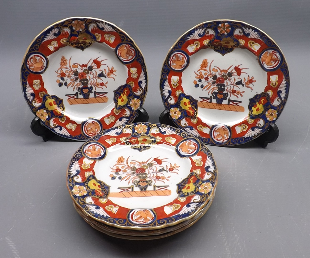 Collection: six 19th century Ironstone side plates, 6 3/4" diameter