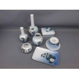 Royal Copenhagen Blackberry pattern wares, to include four small vases, candlestick, pin tray and