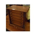 Victorian stained pine six drawer collectors cabinet, containing an extremely deteriorated