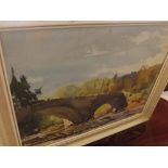 *JACK MERRIOTT, RI, ROI, RSMA, RWS (1901-1968, BRITISH), River landscape with bridge, watercolour,
