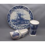 Mixed lot: 20th century circular Delft wall charger, 15" diameter together with a Carlton ware model