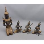 Collection of four various modern Thai deities, largest approx 12" high