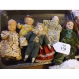 Mixed lot: six assorted small dolls, largest approx 6" high