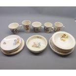 Collection of various child's table wares to include Teal pottery, Alfred Meakin and others