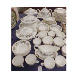 Large quantity Wedgwood Hathaway Rose decorated table wares to include vegetable dishes, oval meat
