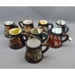 Collection of eight Great Yarmouth Pottery commemorative tankards