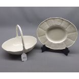 19th century Wedgwood cream ware oval table basket and stand, largest piece 9 3/4" wide