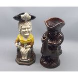 Woods & Sons reproduction Toby Jug together with a 19th century dark glazed Toby Jug (2)