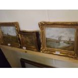 G M Jamieson - Four small gilt framed oils - Riverside and coastal scenes