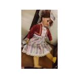 Heubach & Koppelsdorf doll in striped dress, approx 24" high