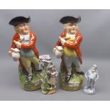 Mixed lot: two Staffordshire character jugs marked 'hearty good fellow' together with two further