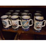 Set of 12 Danbury Mint sailing ship tankards