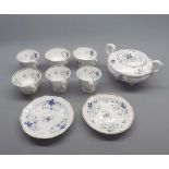 Part 19th century Staffordshire floral decorated tea set, to include covered sugar basin and various