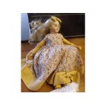 Gerbrude Knock bisque headed doll in floral dress, approx 11" high