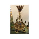 Large Vaughan of London 20th century eight-light ceiling fitting with brass swag details