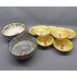 Quantity of various Royal Doulton wares to include set of seven bowls decorated with various